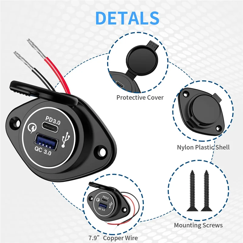 Многофункциональное модифицированное автомобильное зарядное устройство для телефона, водонепроницаемое USB Dual QC3.0, быстрая зарядка для автомобиля, яхты, QC PD
Многофункциональное модифицированное автомобильное зарядное устройство для телефона, водонепроницаемое USB Dual QC3.0, быстрая зарядка для автомобиля, яхты, QC PD