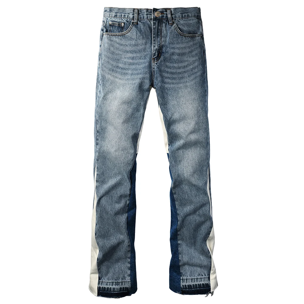 Men Spliced Flared Denim Jeans Patchwork Boot Cut Pants Streetwear Contrast Color Released Hem Blue Trousers
Men Spliced Flared Denim Jeans Patchwork Boot Cut Pants Streetwear Contrast Color Released Hem Blue Trousers