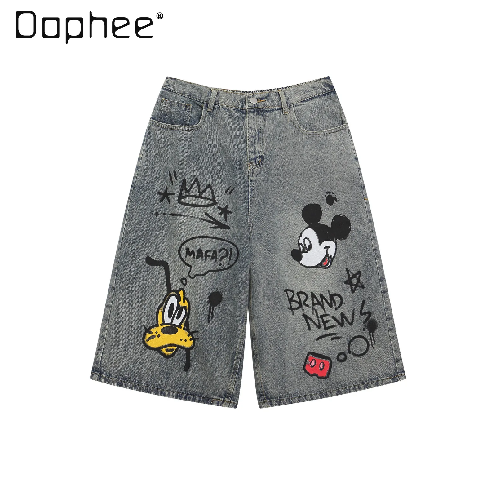 American High Street Retro Washed Cartoon Print Seven-point Jeans Women Summer Couple Straight Loose Wide-leg Trousers
American High Street Retro Washed Cartoon Print Seven-point Jeans Women Summer Couple Straight Loose Wide-leg Trousers
