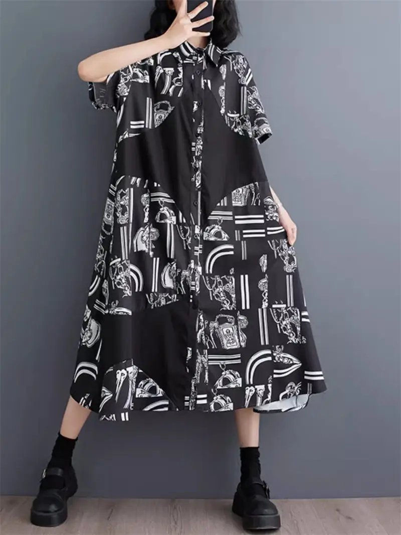 Large Size Women's Clothing 2024 Korean Summer New Short Sleeve Loose Fashion Print Mid Length Dress Shirt Female Robe K1723
Large Size Women's Clothing 2024 Korean Summer New Short Sleeve Loose Fashion Print Mid Length Dress Shirt Female Robe K1723