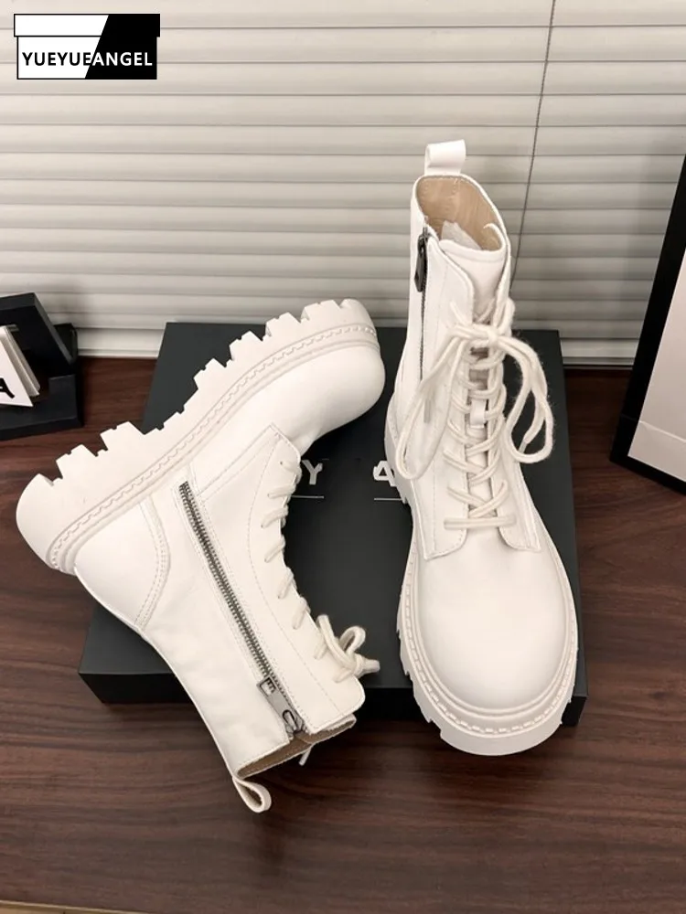 Fashion Women Cowhide Genuine Leather Ankle Boots New Motorcycle Biker Round Toe Thick Platform Lace Up Riding Safety Work Shoes
Fashion Women Cowhide Genuine Leather Ankle Boots New Motorcycle Biker Round Toe Thick Platform Lace Up Riding Safety Work Shoes