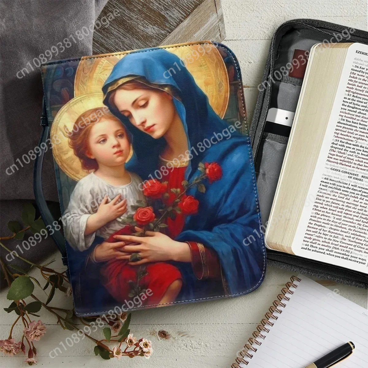 Hot Women's Leather Handbags New Christian Virgin Mary Pattern Print Bible Cover Case Custom Bible Study Book Holy Storage Boxes
Hot Women's Leather Handbags New Christian Virgin Mary Pattern Print Bible Cover Case Custom Bible Study Book Holy Storage Boxes