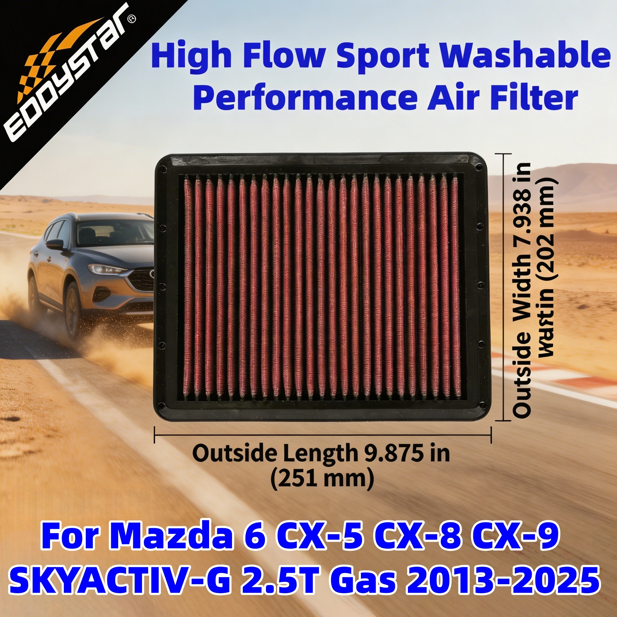 For Mazda 6 CX-5 CX-8 CX-9 SKYACTIV-G 2.5L L4 Gas Turbo 2013-2025 High Flow Sport Washable Performance Air Filter 33-3024 C25014
For Mazda 6 CX-5 CX-8 CX-9 SKYACTIV-G 2.5L L4 Gas Turbo 2013-2025 High Flow Sport Washable Performance Air Filter 33-3024 C25014
