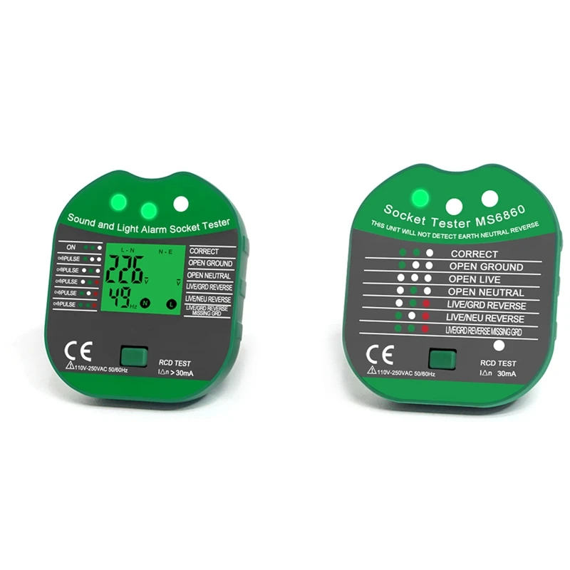 A36T-Digital Display Buzzing Socket Tester Voltage RCD Test Smart Detector Zero Line Polarity Phase Check
A36T-Digital Display Buzzing Socket Tester Voltage RCD Test Smart Detector Zero Line Polarity Phase Check