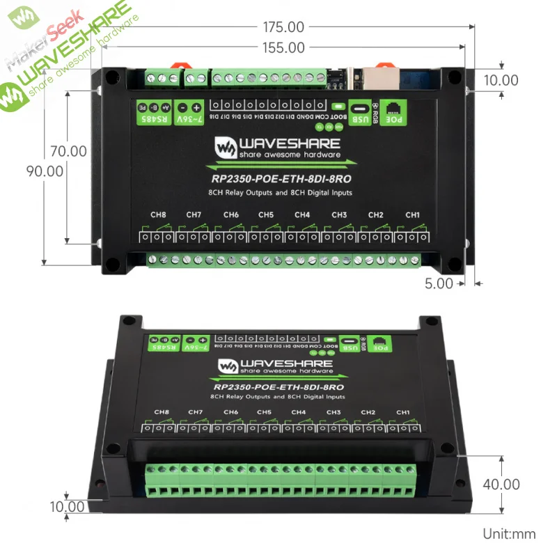 SKU-32452 Waveshare Industrial 8-Channel RP2350 Relay Module, Based On RP2350 Dual-core & Dual-architecture Microcontroller, Sup
SKU-32452 Waveshare Industrial 8-Channel RP2350 Relay Module, Based On RP2350 Dual-core & Dual-architecture Microcontroller, Sup