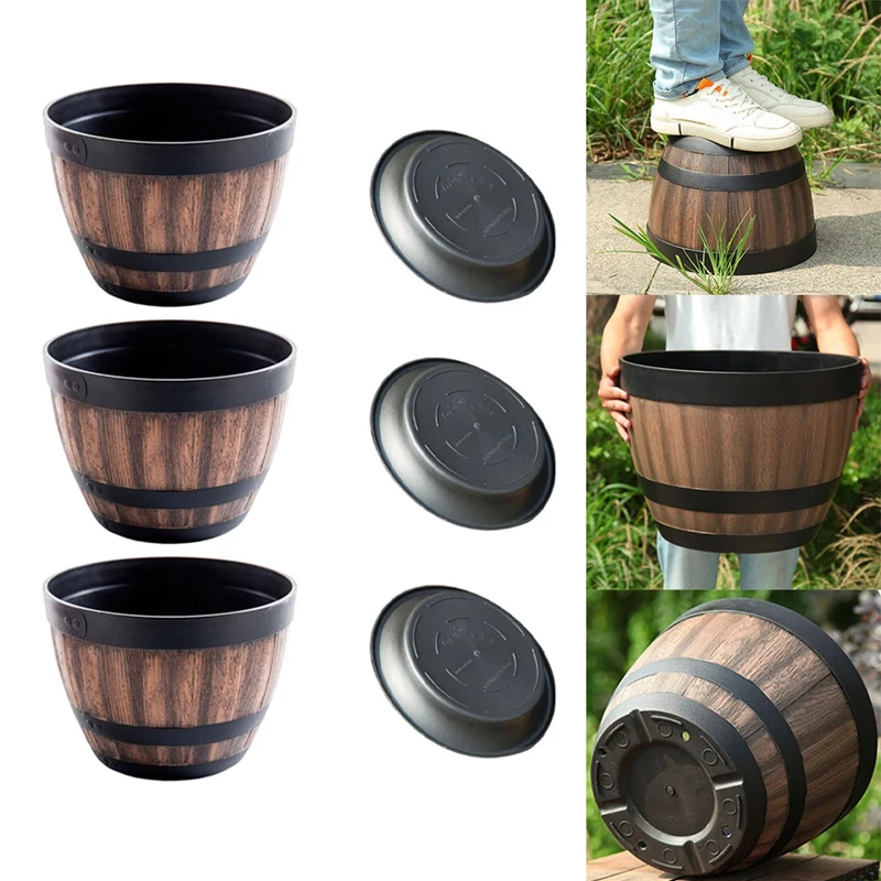 Flower Pots, Whiskey Barrel Flower Pots, Plastic Flower Pots Imitation Wine Barrel Design,For Garden Plants(3PCS)
Flower Pots, Whiskey Barrel Flower Pots, Plastic Flower Pots Imitation Wine Barrel Design,For Garden Plants(3PCS)