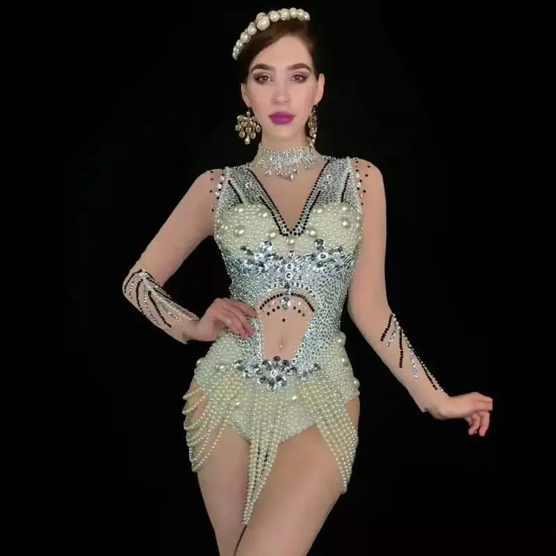 Women's Birthday Celebrate Party Dress Evening Bar Stage Outfit Singer Dance Costume Custom Sparkly Pearls Rhinestones Bodysuit
Women's Birthday Celebrate Party Dress Evening Bar Stage Outfit Singer Dance Costume Custom Sparkly Pearls Rhinestones Bodysuit