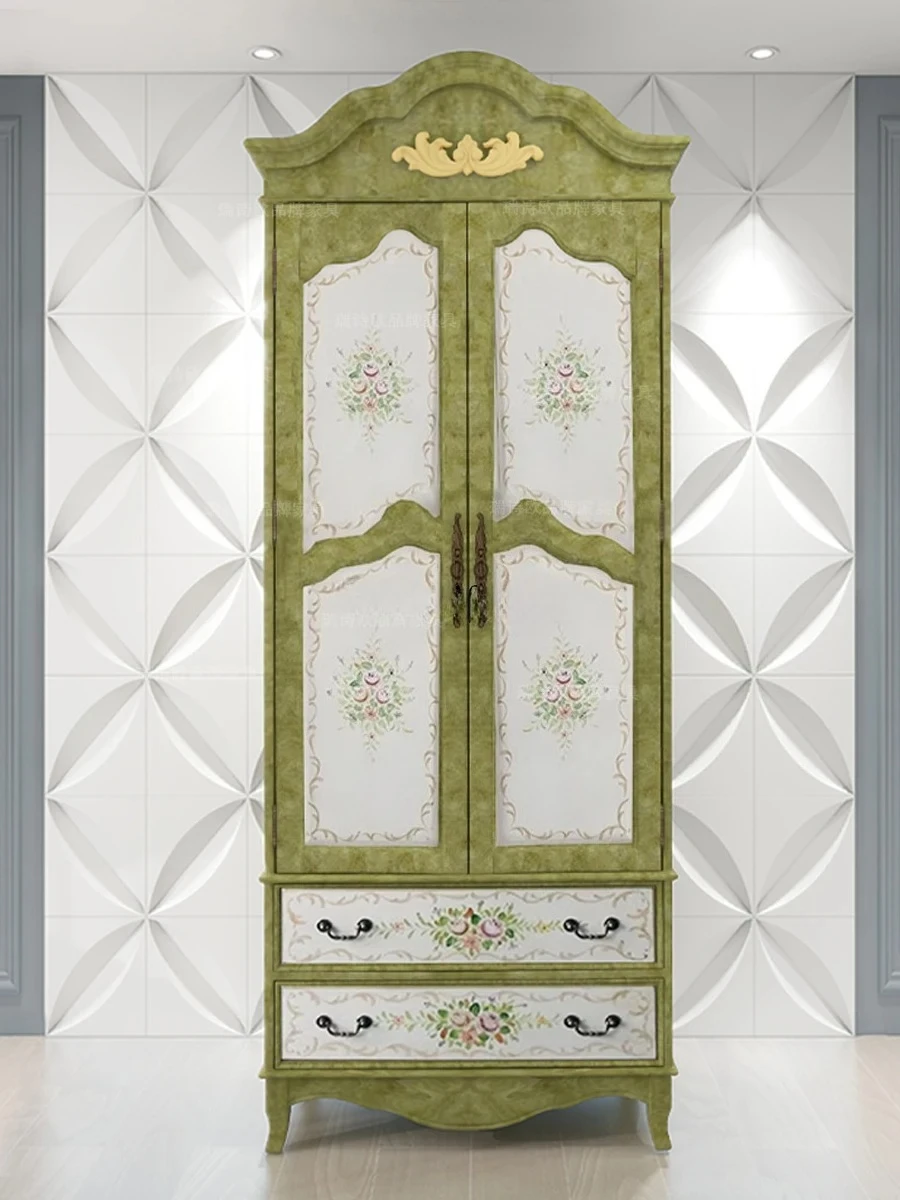 American-Style Solid Wood Wardrobe Two-Door Mediterranean Style Home Bedroom Pastoral Style Painted Retro Distressed
American-Style Solid Wood Wardrobe Two-Door Mediterranean Style Home Bedroom Pastoral Style Painted Retro Distressed