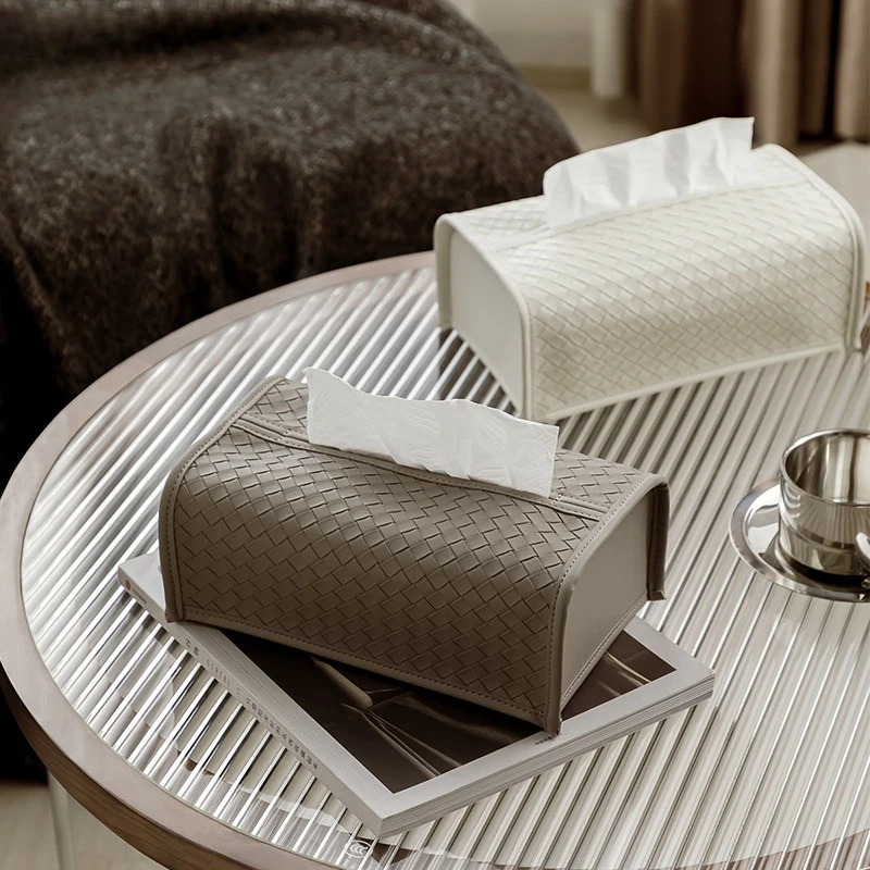Light luxury high-end woven leather tissue box desk living room desk creative pumping carton storage box
Light luxury high-end woven leather tissue box desk living room desk creative pumping carton storage box