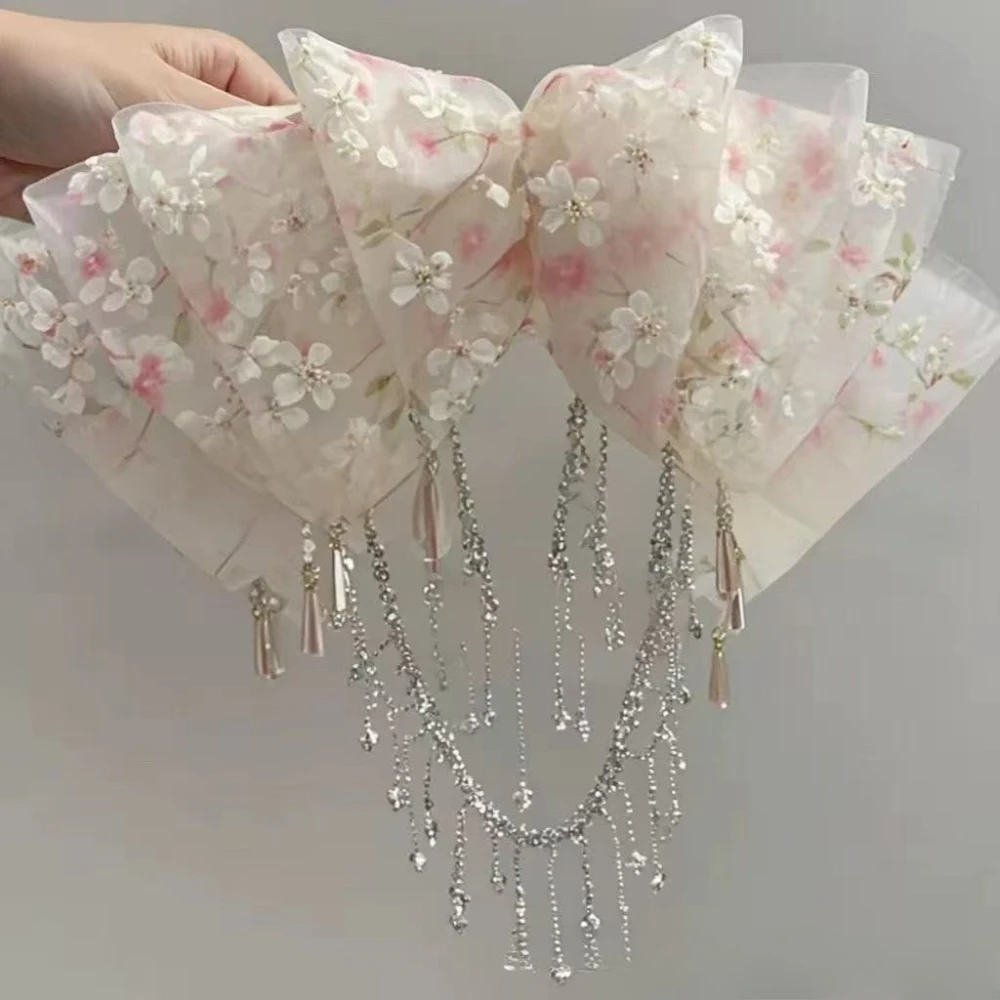 Korean Ribbon Floral Hair Clips Spring Clip Headpiece Rhinestone Tassel Hairpins Wedding Party Hair Accessories for Women Girls
Korean Ribbon Floral Hair Clips Spring Clip Headpiece Rhinestone Tassel Hairpins Wedding Party Hair Accessories for Women Girls