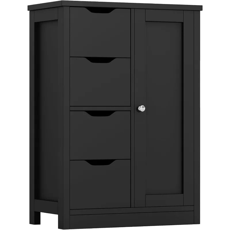 Напольный шкаф для хранения в ванной, деревянный органайзер для хранения с 4 ящиками и 1 шкафом, отдельно стоящая мебель для ванной комнаты, черный
Напольный шкаф для хранения в ванной, деревянный органайзер для хранения с 4 ящиками и 1 шкафом, отдельно стоящая мебель для ванной комнаты, черный