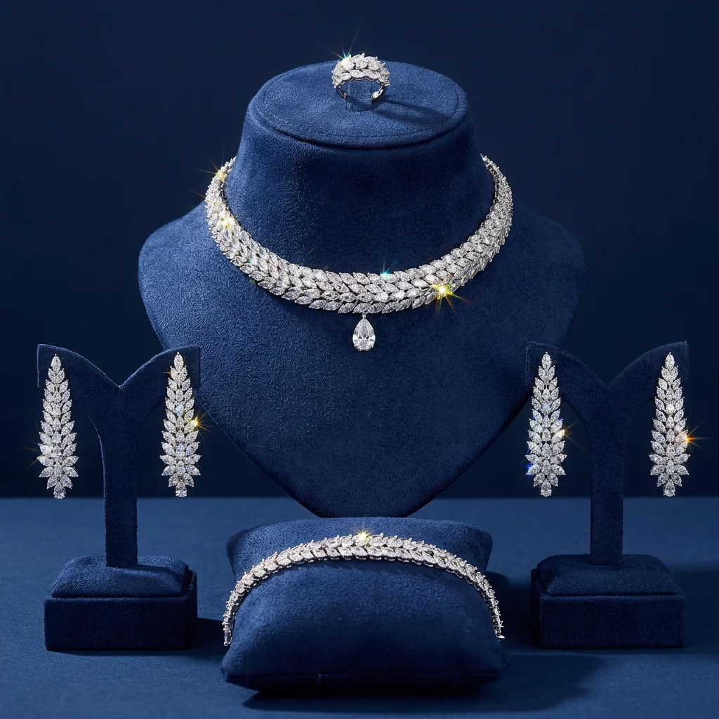 Bride Talk Luxury 4PCS Marquise Leaf Zirconia Teardrop Bridal Jewelry Set Dubai African Wedding Banquet Party Accessories
Bride Talk Luxury 4PCS Marquise Leaf Zirconia Teardrop Bridal Jewelry Set Dubai African Wedding Banquet Party Accessories
