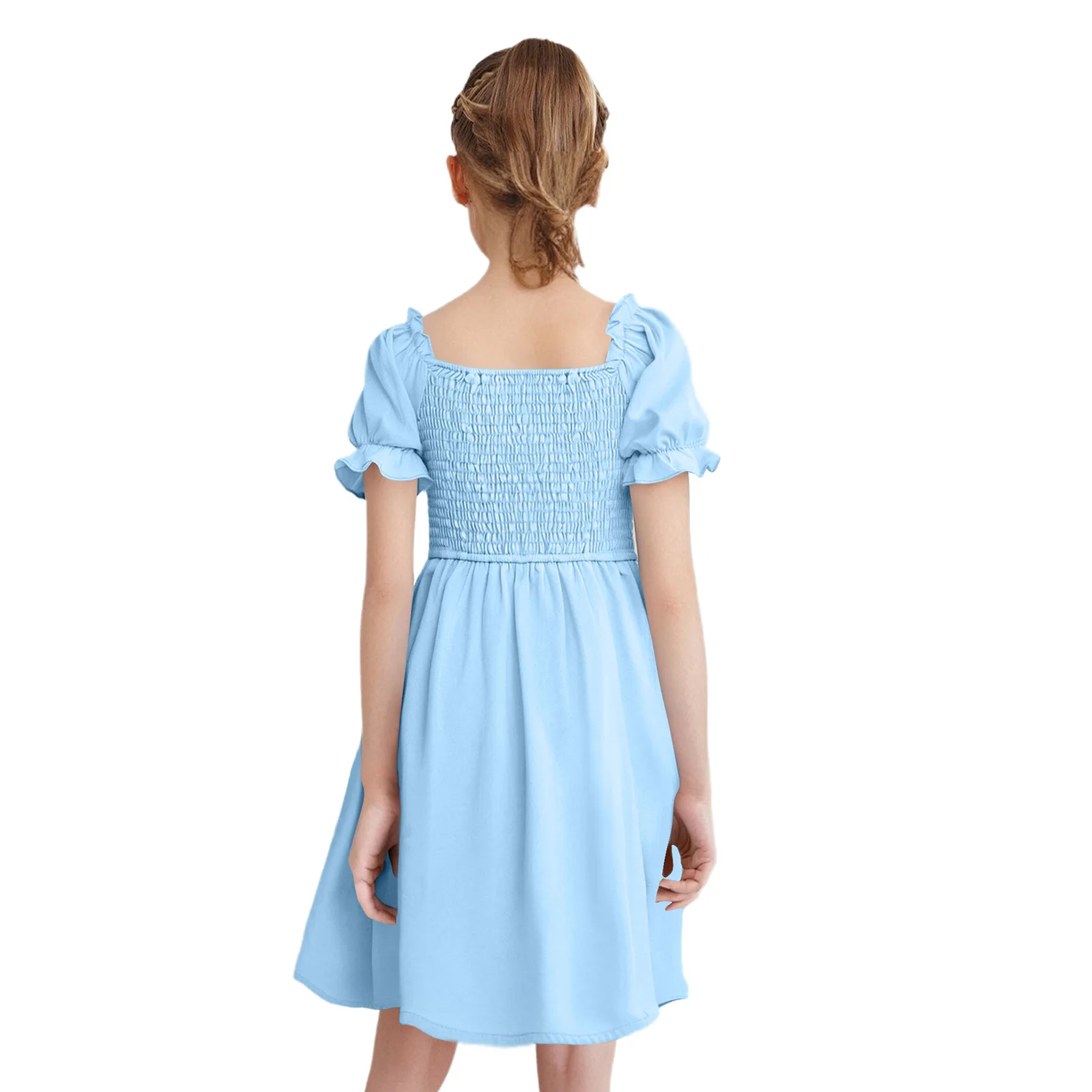 Summer Kids Girls Dress Short Puff Sleeves Square Neck Ruffle Smocked Dress for Picnic Vacation Travel Beach Wedding Birthday
Summer Kids Girls Dress Short Puff Sleeves Square Neck Ruffle Smocked Dress for Picnic Vacation Travel Beach Wedding Birthday