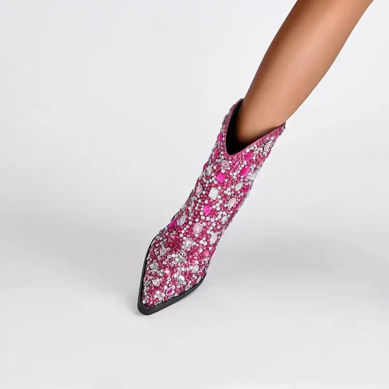 Mixed Color Mid Calf Diamond Boots Chunky Heel Pointed Toe Fashion Sexy Cool Winter Big Size Woman Shoes Zapatillas Mujer
Mixed Color Mid Calf Diamond Boots Chunky Heel Pointed Toe Fashion Sexy Cool Winter Big Size Woman Shoes Zapatillas Mujer