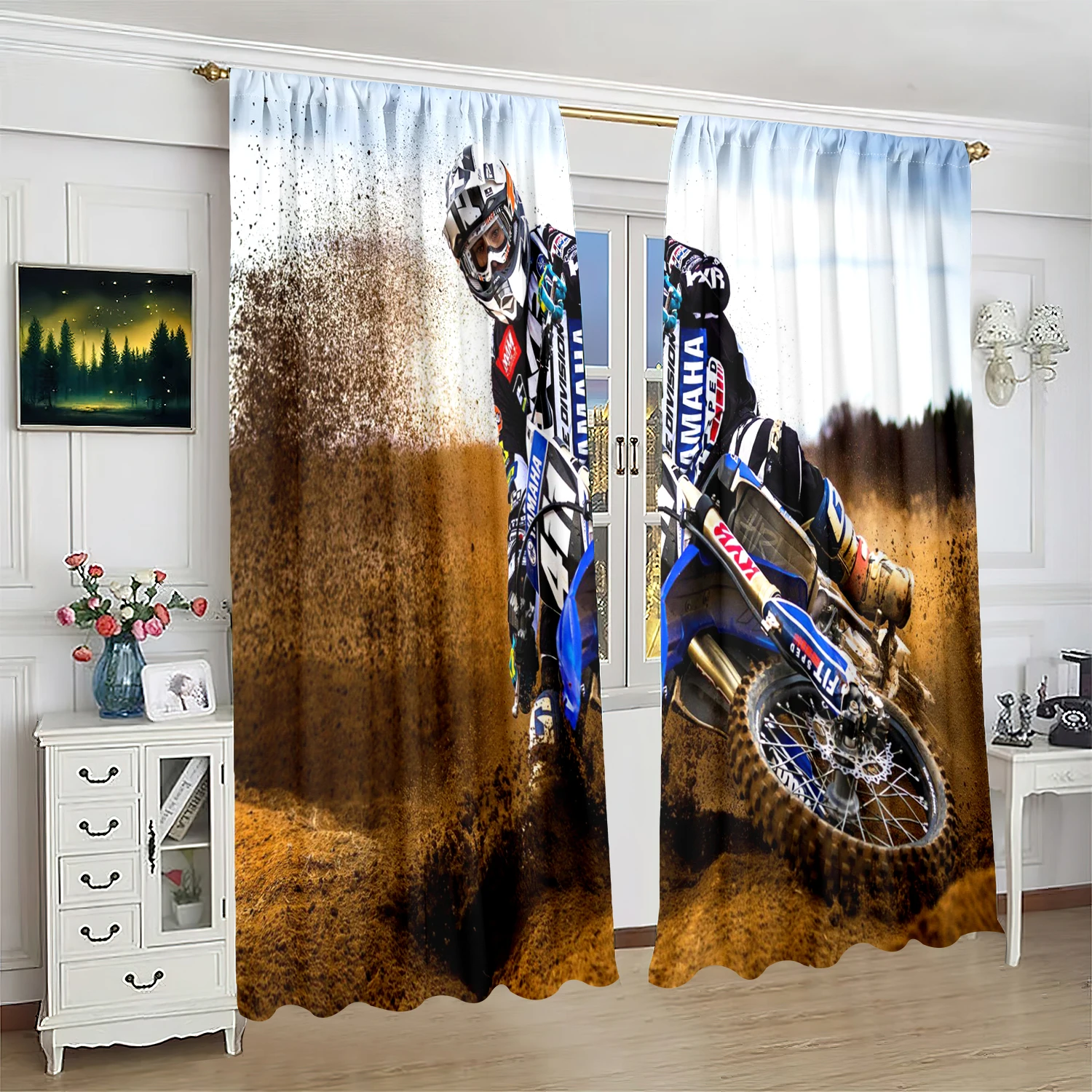 2 pieces - Mountain motorcycle - printed curtain - polyester material - for bedroom living room study anti-privacy curtain
2 pieces - Mountain motorcycle - printed curtain - polyester material - for bedroom living room study anti-privacy curtain