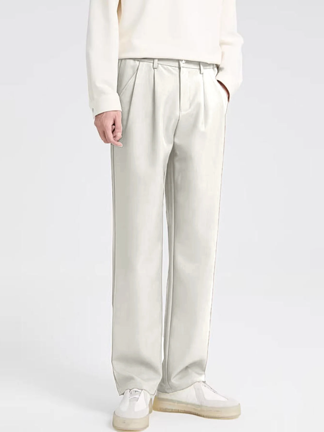New Men Straight Pants Fashion Korean Loose Suit Trousers Casual Draped Baggy White Wide Pant Male Streetwear
New Men Straight Pants Fashion Korean Loose Suit Trousers Casual Draped Baggy White Wide Pant Male Streetwear
