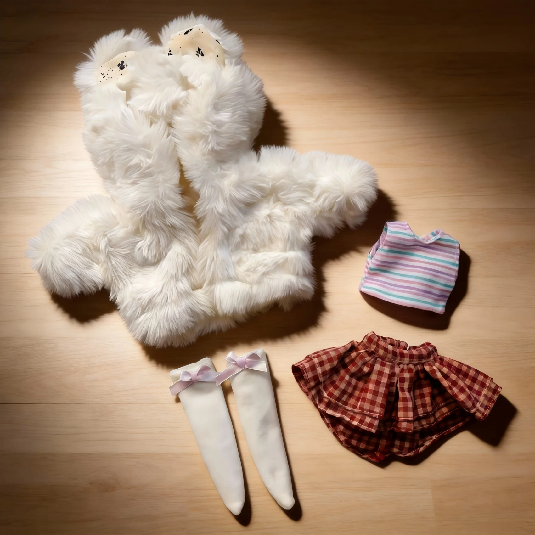 Комплект одежды для куклы BJD 1/6 (30 см): мягкая пушистая куртка, клетчатая юбка, вязаные слоистые элементы — полный зимний уютный и модный наряд
Комплект одежды для куклы BJD 1/6 (30 см): мягкая пушистая куртка, клетчатая юбка, вязаные слоистые элементы — полный зимний уютный и модный наряд