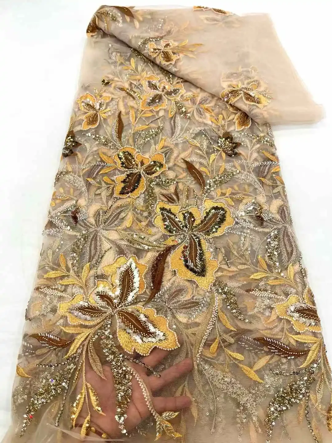 Luxury French Tulle Lace Fabric with Beads and Sequins, Ideal for Evening Dresses and Bridal Gowns XCW24120301-360
Luxury French Tulle Lace Fabric with Beads and Sequins, Ideal for Evening Dresses and Bridal Gowns XCW24120301-360