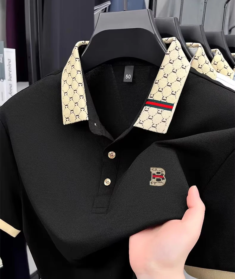 Luxury brand B letter embossed short sleeve polo shirt men summer lightweight breathable new fashion color blocked lapel T-shirt
Luxury brand B letter embossed short sleeve polo shirt men summer lightweight breathable new fashion color blocked lapel T-shirt