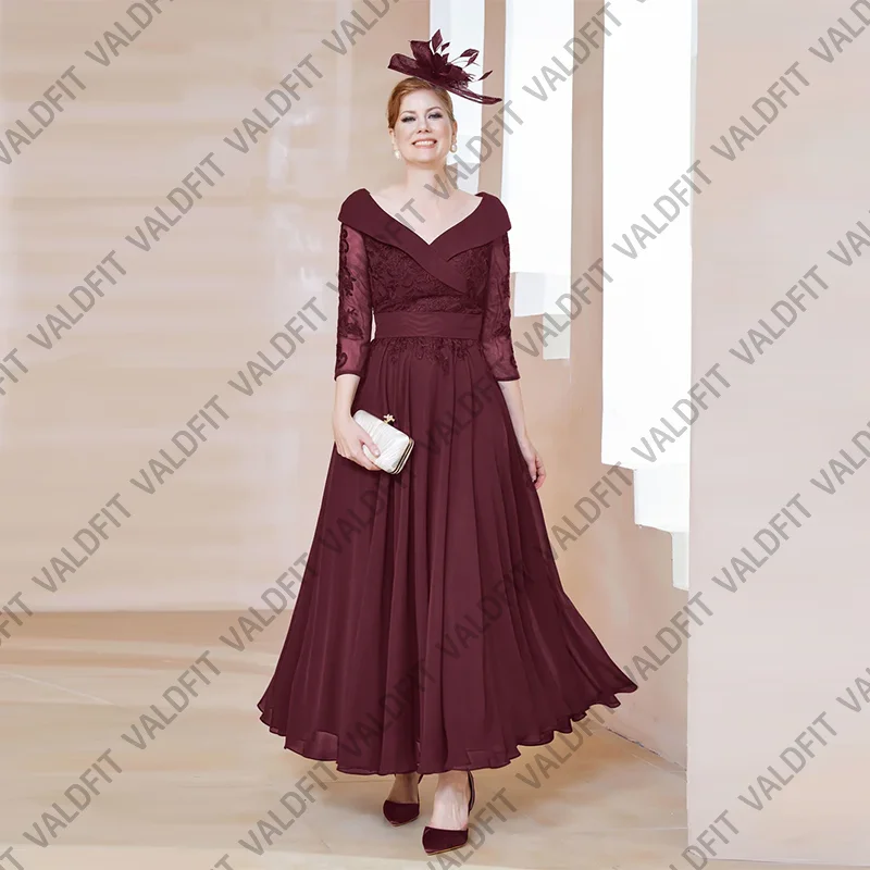 Customized Ankle Length Burgundy Mother of the Bride Dresses 2025 Lace Appliques Formal Evening Gowns Wedding Party Dress
Customized Ankle Length Burgundy Mother of the Bride Dresses 2025 Lace Appliques Formal Evening Gowns Wedding Party Dress