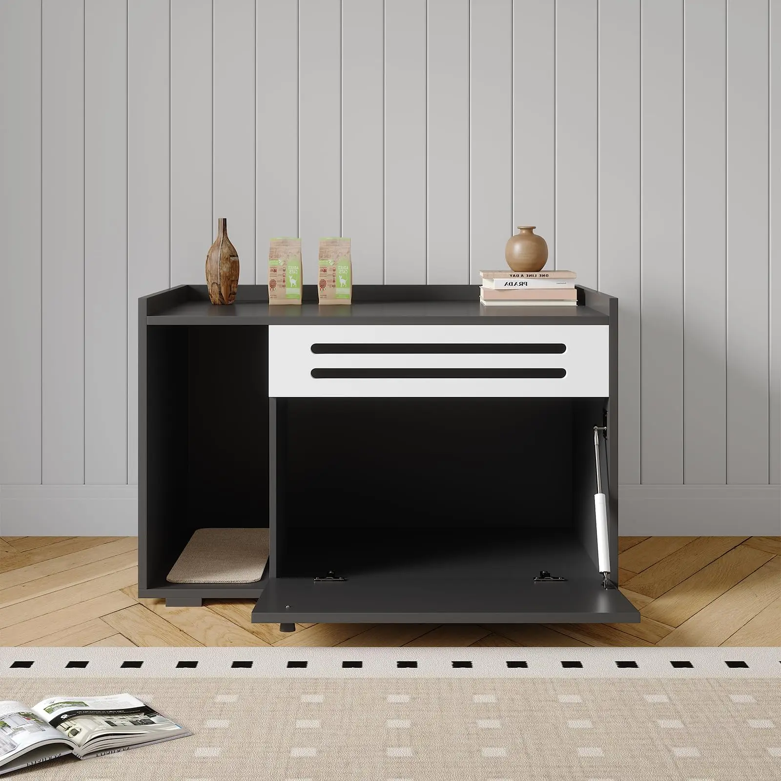 Cat Litter Box Furniture with Flip-Down Door, Spacious Hidden Cat Litter Box Enclosure Cabinet, Ventilated Covered Litterbox
Cat Litter Box Furniture with Flip-Down Door, Spacious Hidden Cat Litter Box Enclosure Cabinet, Ventilated Covered Litterbox