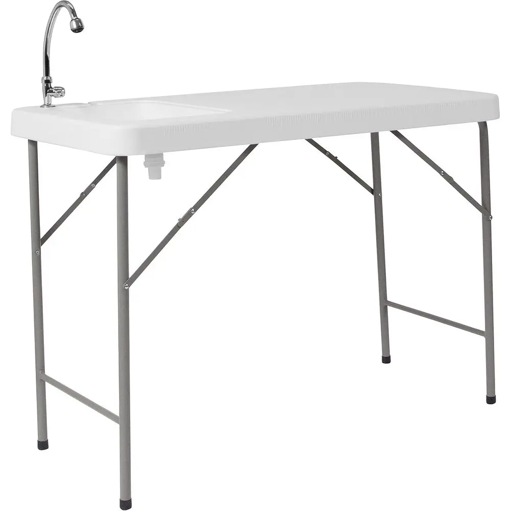 Wesley 4' Portable ish Cleaning Table with Sink, Outdoor Portable olding Camping Sink Table with aucet, and Hose Attachment, Whi
Wesley 4' Portable ish Cleaning Table with Sink, Outdoor Portable olding Camping Sink Table with aucet, and Hose Attachment, Whi