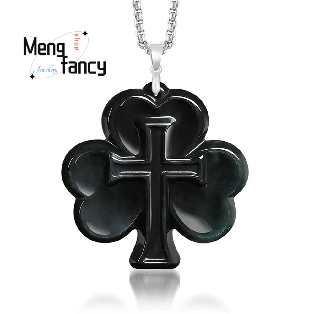Original Natural Burmese A-grade Jadeite Ink Jade Cross S925 Silver Buckle Pendant Fashion Versatile Fine Jewelry Holiday Gifts
Original Natural Burmese A-grade Jadeite Ink Jade Cross S925 Silver Buckle Pendant Fashion Versatile Fine Jewelry Holiday Gifts