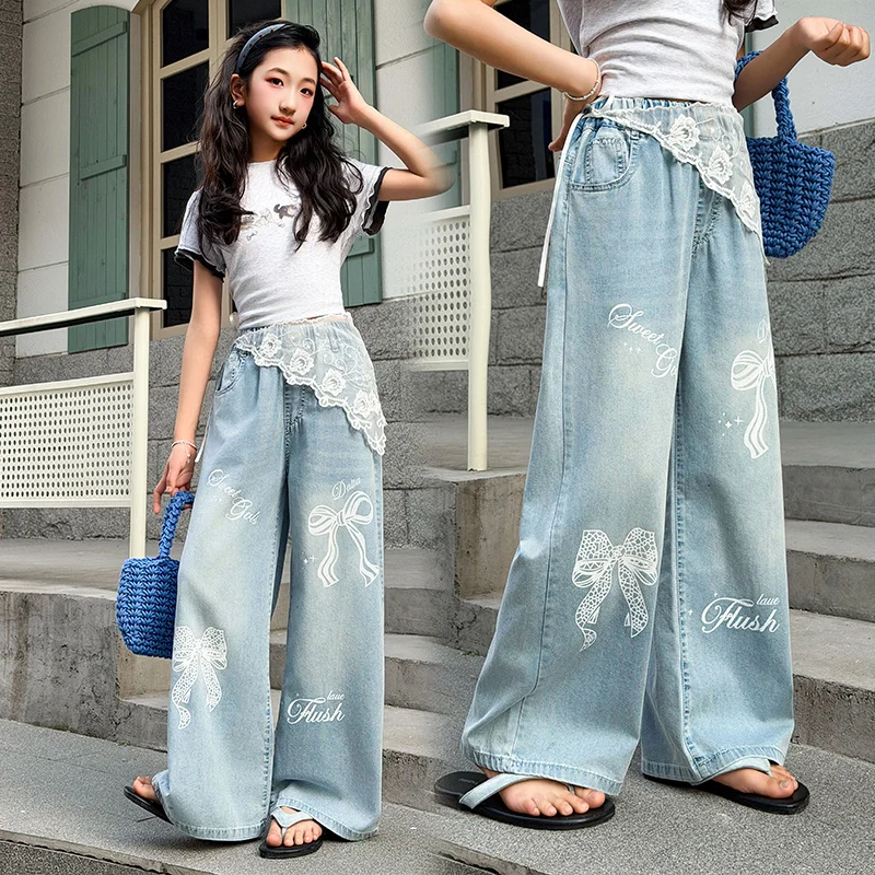 New Arrivals Teen Girls Jeans High Waisted Wide Leg Pants Children's Loose Korean Blue Denim Pants Casual Style Trousers Clothes
New Arrivals Teen Girls Jeans High Waisted Wide Leg Pants Children's Loose Korean Blue Denim Pants Casual Style Trousers Clothes