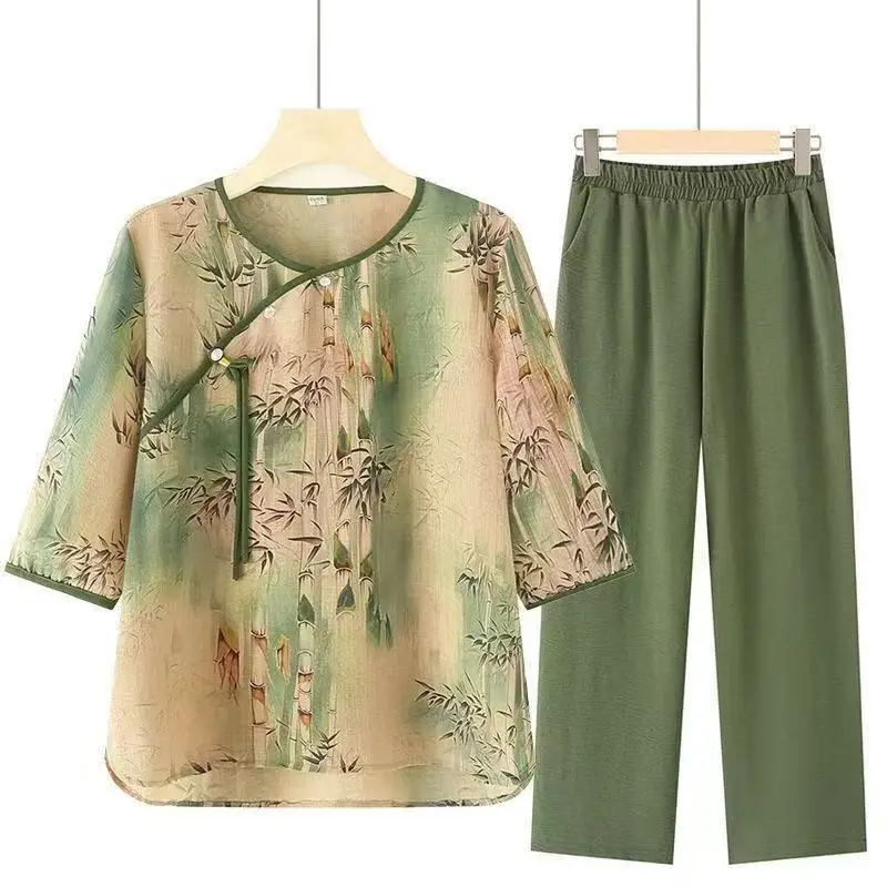 Women's New Printed Fashionable Loose Top Elastic High Waist Wide-leg Pants Suit
Women's New Printed Fashionable Loose Top Elastic High Waist Wide-leg Pants Suit