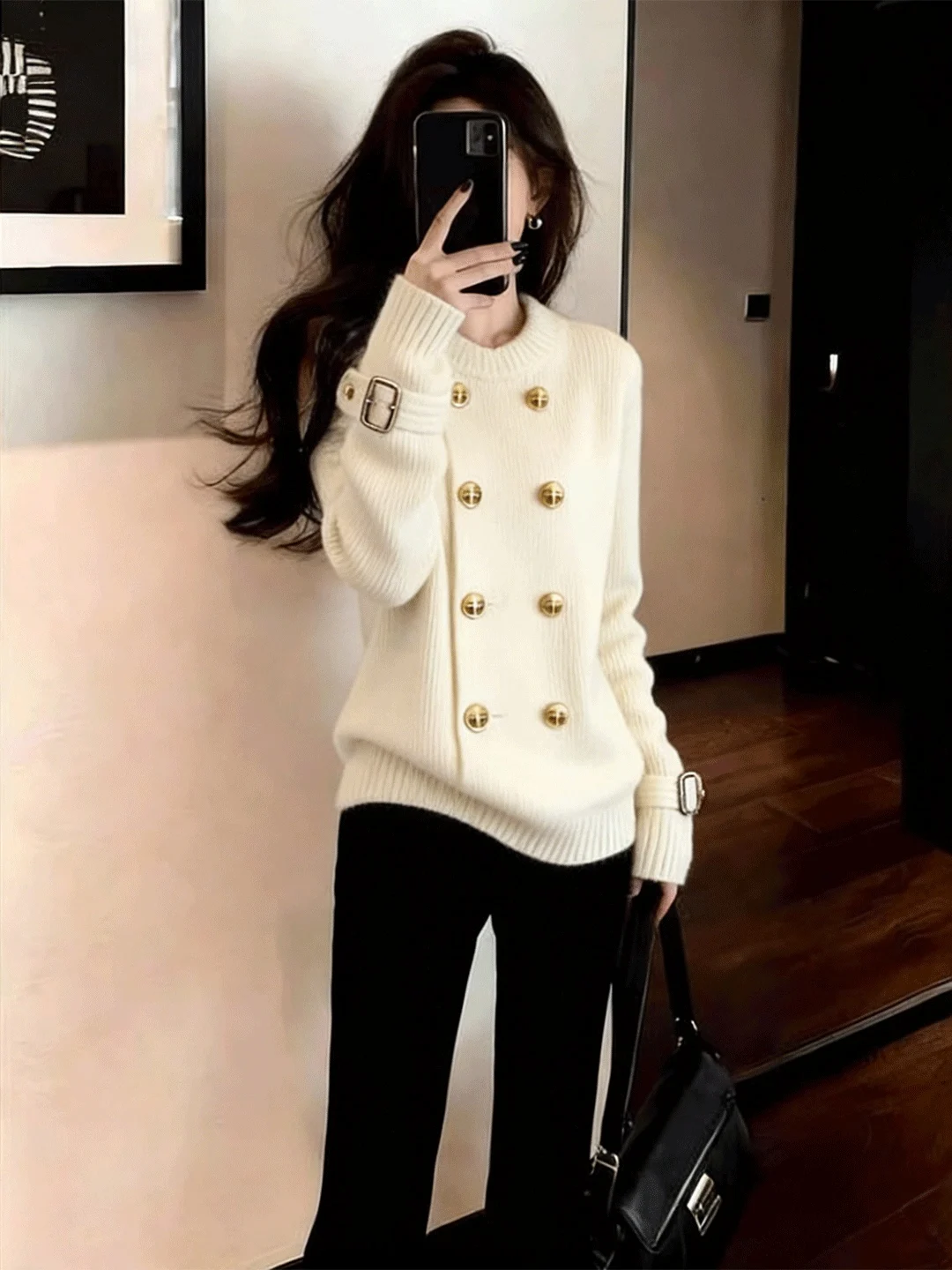 Wine Red Double-Breasted Women's Knitwear Winter Warm Top Fashionable Loose Fit Knitted Sweater Elegant Outerwear
Wine Red Double-Breasted Women's Knitwear Winter Warm Top Fashionable Loose Fit Knitted Sweater Elegant Outerwear