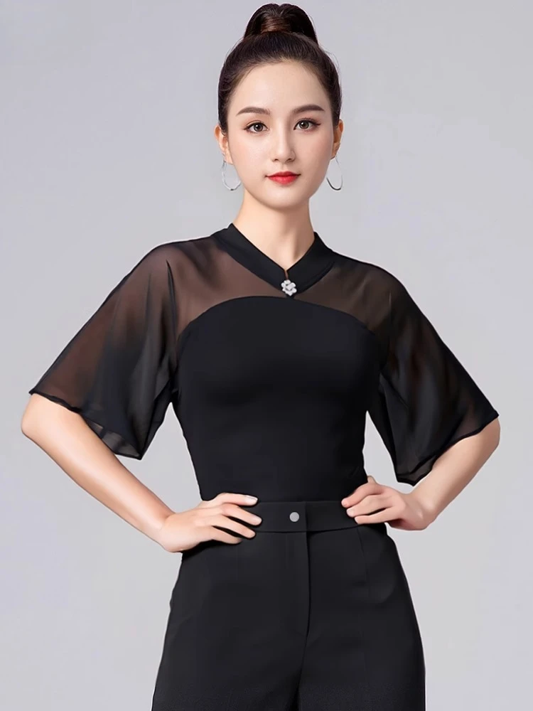 New Modern Dance Women's Top Middle Sleeve Latin Dance Practice Clothes Ballroom Dance
New Modern Dance Women's Top Middle Sleeve Latin Dance Practice Clothes Ballroom Dance