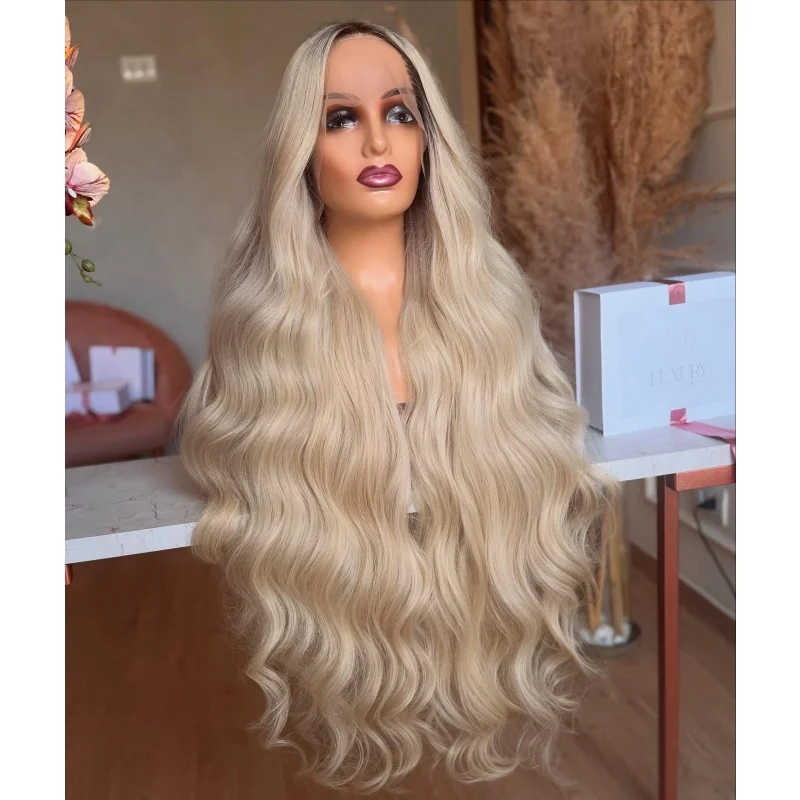 Preplucked Glueless Daily Wear Dark Roots Platinum Blonde Synthetic Lace Front Wig For Women Daily Use
Preplucked Glueless Daily Wear Dark Roots Platinum Blonde Synthetic Lace Front Wig For Women Daily Use