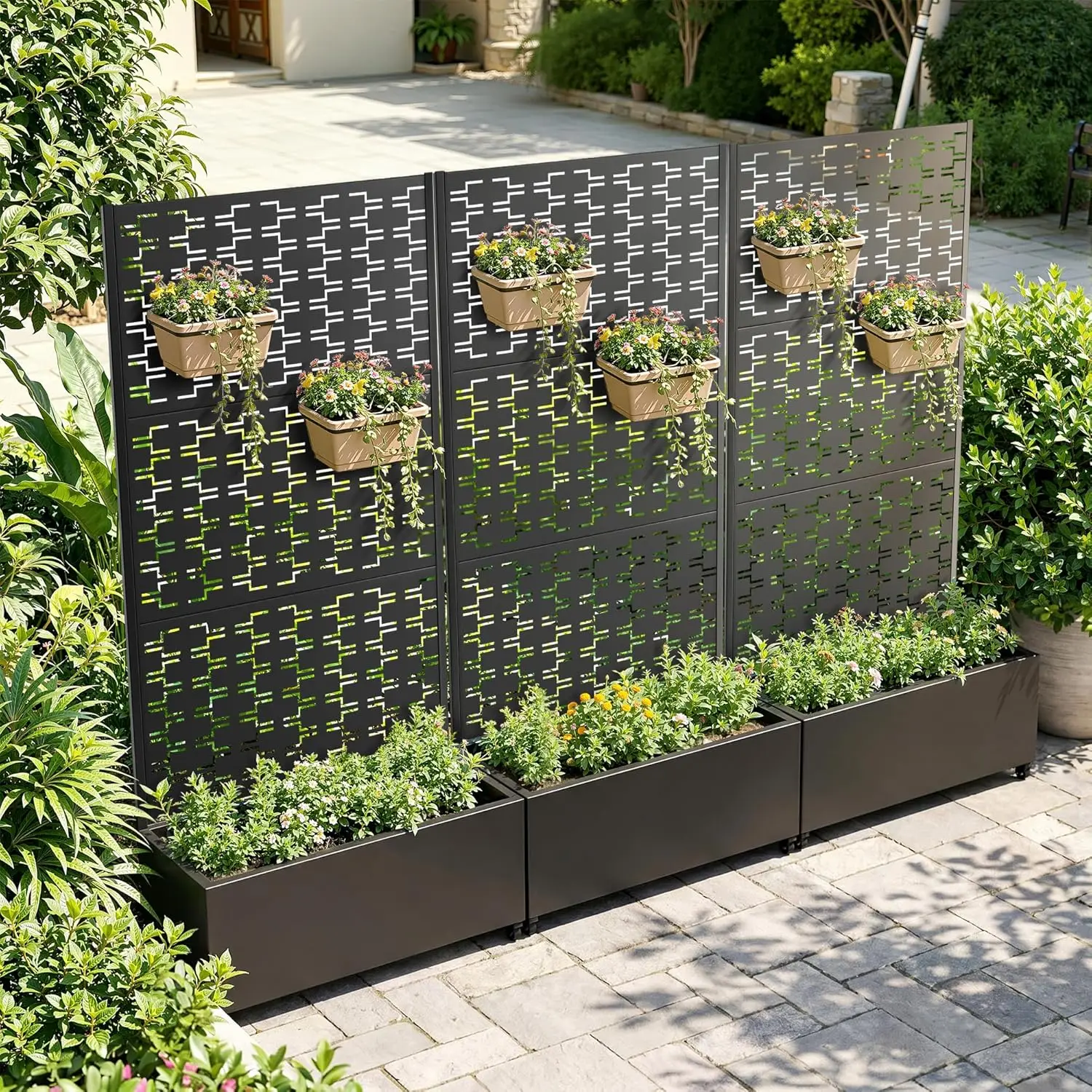 Planter Box with Trellis and Wheels, Metal Privacy Screen with Garden Beds Outdoor for Climbing Plants, Standing Planter Boxes w
Planter Box with Trellis and Wheels, Metal Privacy Screen with Garden Beds Outdoor for Climbing Plants, Standing Planter Boxes w