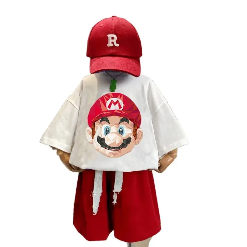 Super Mario summer pure cotton cartoon printed short-sleeved shorts set children's handsome workwear style hat three-piece set
Super Mario summer pure cotton cartoon printed short-sleeved shorts set children's handsome workwear style hat three-piece set