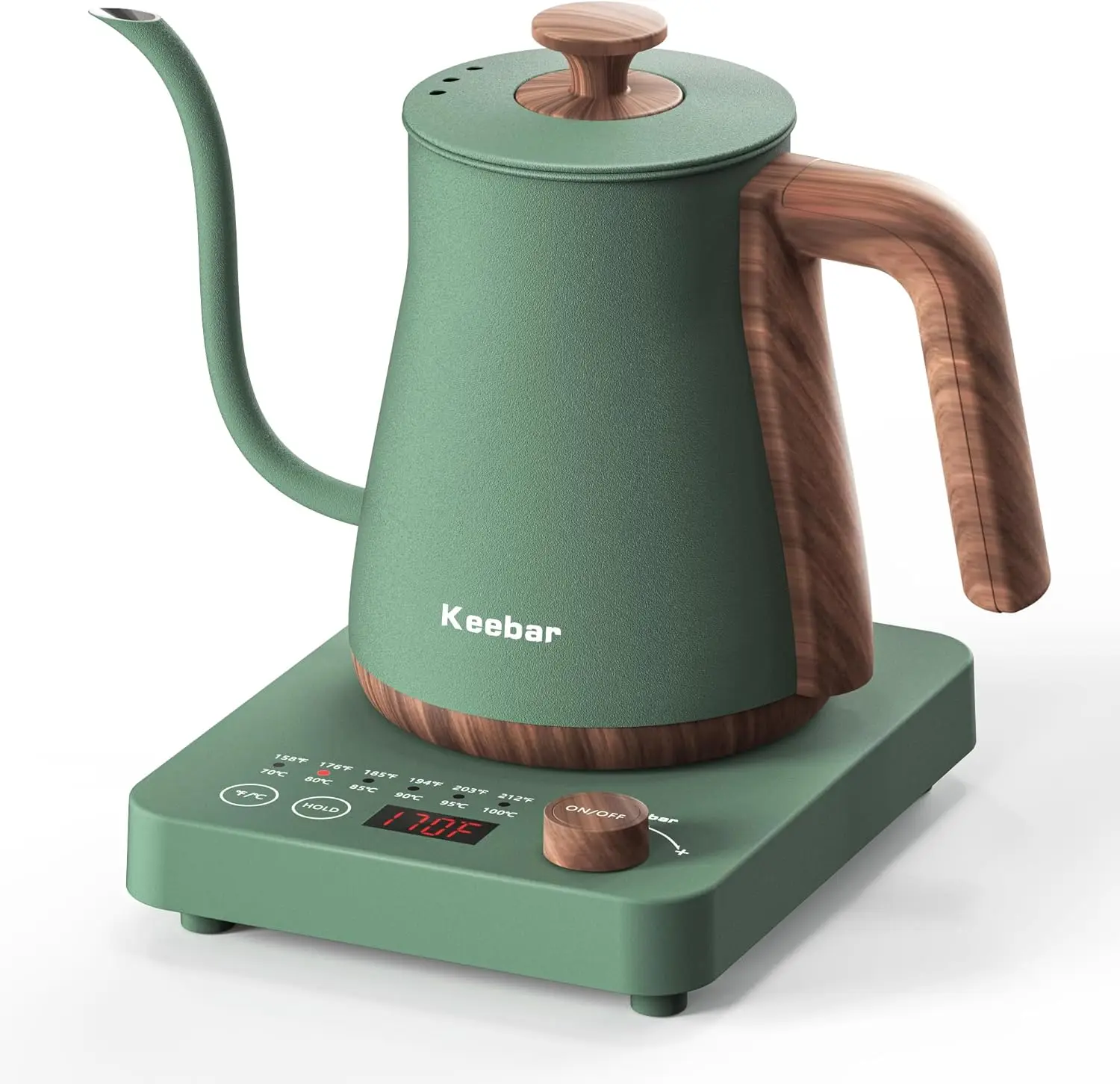 Electric Kettle 1000W Quick Heating Gooseneck, 0.8L 304 Stainless Steel, Auto Shut-Off, Matte Green
Electric Kettle 1000W Quick Heating Gooseneck, 0.8L 304 Stainless Steel, Auto Shut-Off, Matte Green