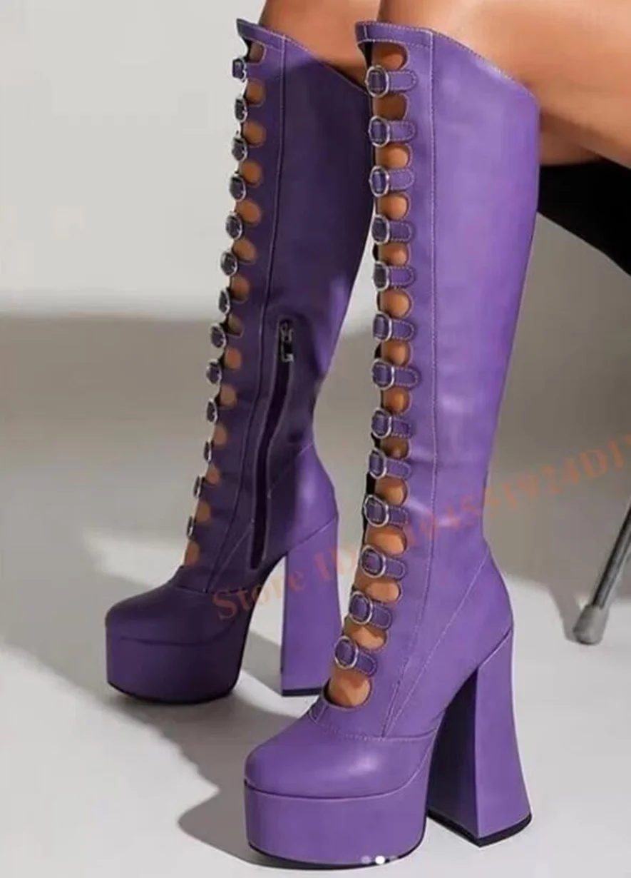 Punk Style Knee Length Cut Out Chunky Heeled Platform High Heel Boots Women Buckle Straps Long Boots Women Shoe
Punk Style Knee Length Cut Out Chunky Heeled Platform High Heel Boots Women Buckle Straps Long Boots Women Shoe