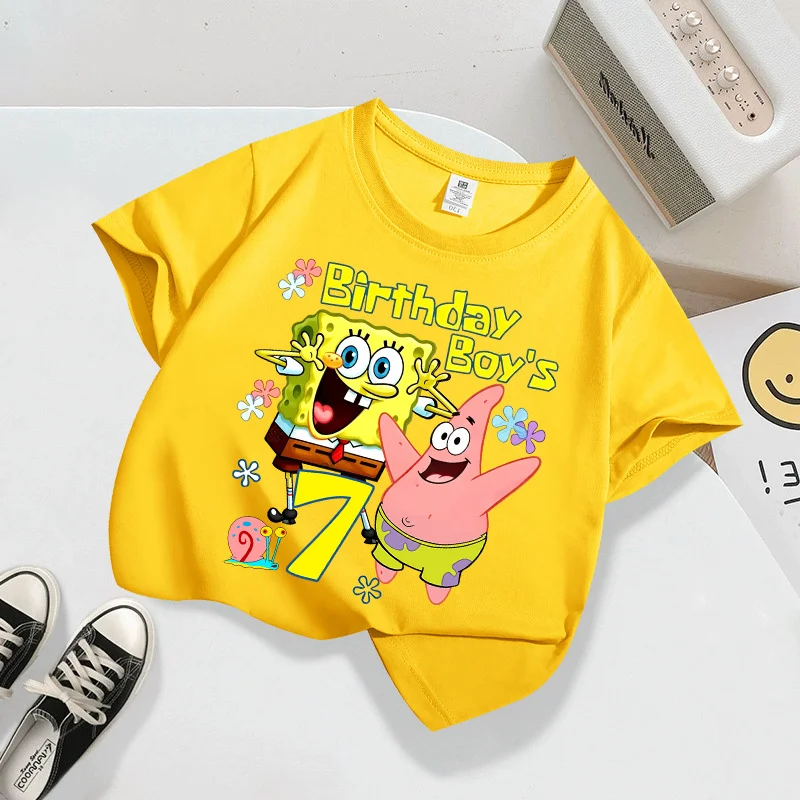 SpongeBobs Number T-shirt Cute Summer Cotton Tee for Birthday 1-9 Tops Kawaii Anime Printed Casual Soft T-shirts Clothes Gifts
SpongeBobs Number T-shirt Cute Summer Cotton Tee for Birthday 1-9 Tops Kawaii Anime Printed Casual Soft T-shirts Clothes Gifts