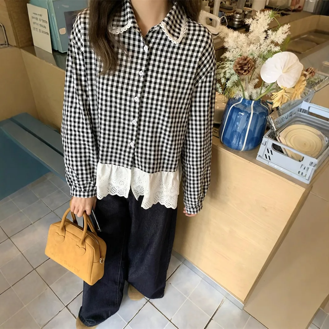 2025 early spring new Korean ins temperament plaid splicing shirt long-sleeved shirt, women's clothing
2025 early spring new Korean ins temperament plaid splicing shirt long-sleeved shirt, women's clothing