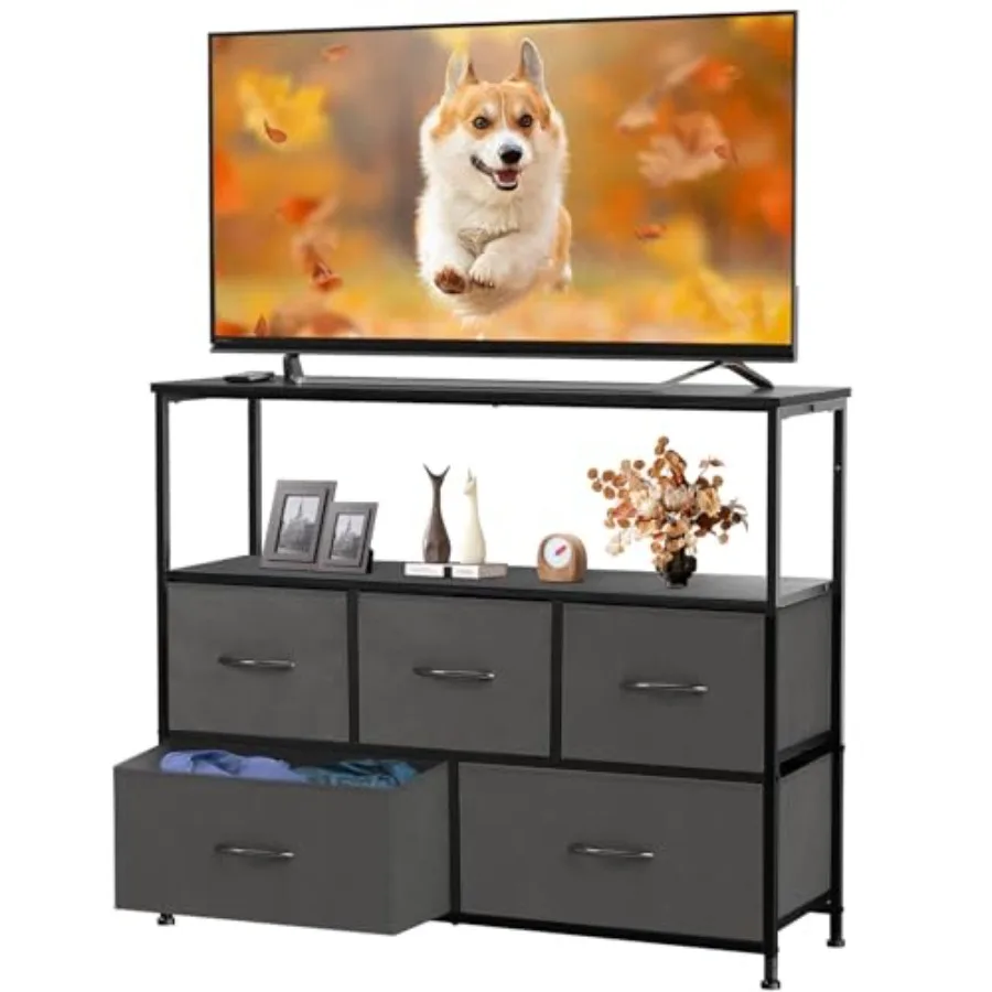 TV Stand Dresser with 5 Fabric Storage Drawers Media Console Featuring Open Shelf for 45 inch TV Compact Entertainment Un
TV Stand Dresser with 5 Fabric Storage Drawers Media Console Featuring Open Shelf for 45 inch TV Compact Entertainment Un