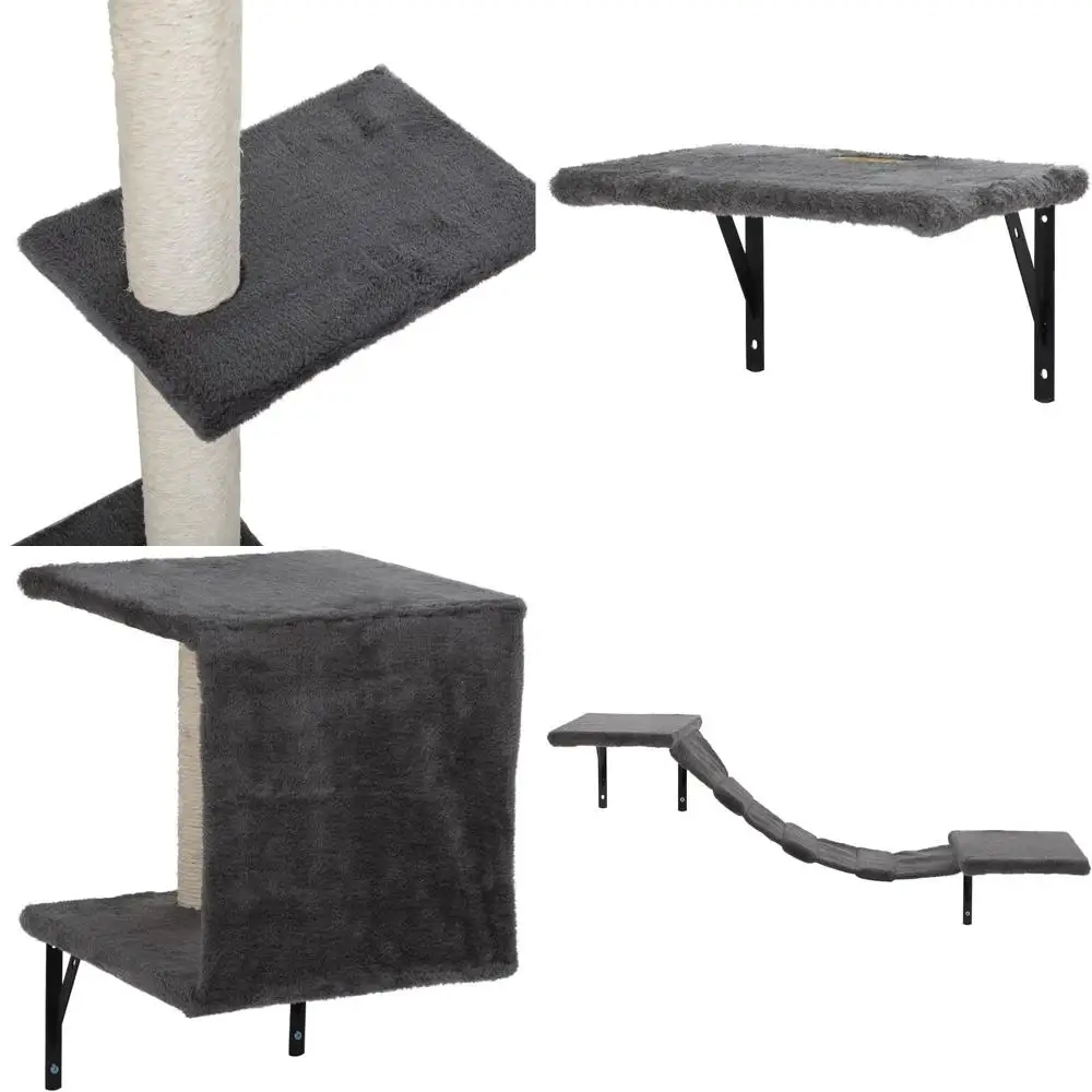 Wooden Wall-Mounted Cat Climber with 5 Shelves, Floating Perches, and Hanging Beds for Large Cats, Grey
Wooden Wall-Mounted Cat Climber with 5 Shelves, Floating Perches, and Hanging Beds for Large Cats, Grey