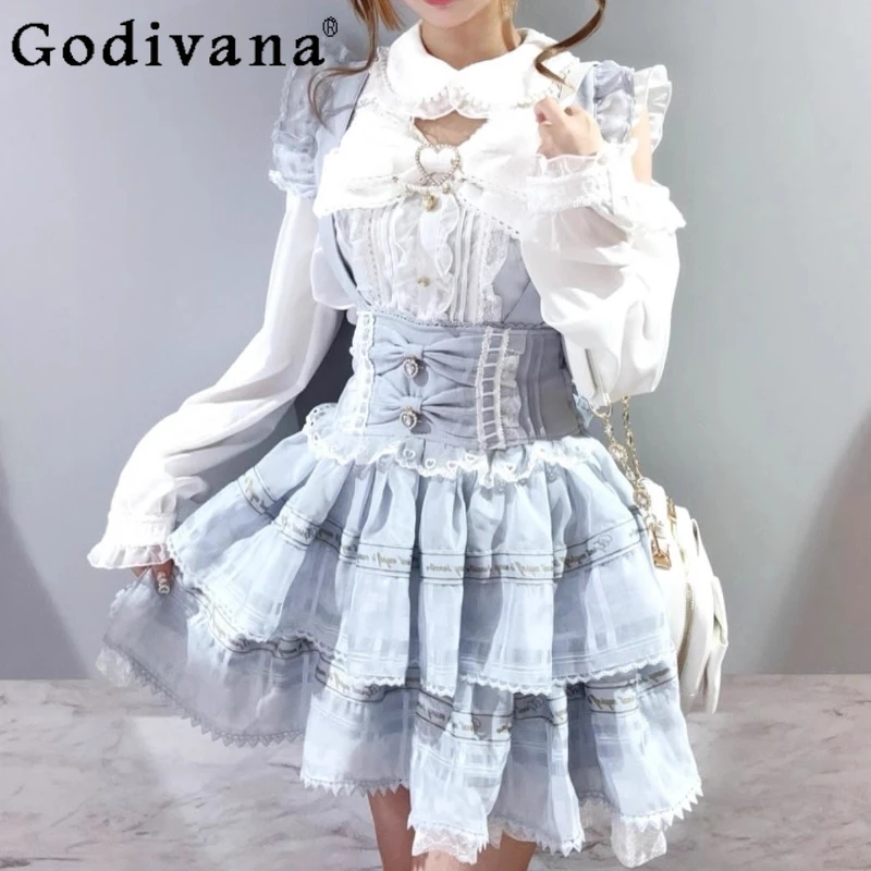 Liz Skirt Japanese Sweet Cute Bow Lace Lolita Strap Skirt Spring Autumn 2025 Girl's Women's High Waist Slim Elegant Plaid Skirts
Liz Skirt Japanese Sweet Cute Bow Lace Lolita Strap Skirt Spring Autumn 2025 Girl's Women's High Waist Slim Elegant Plaid Skirts