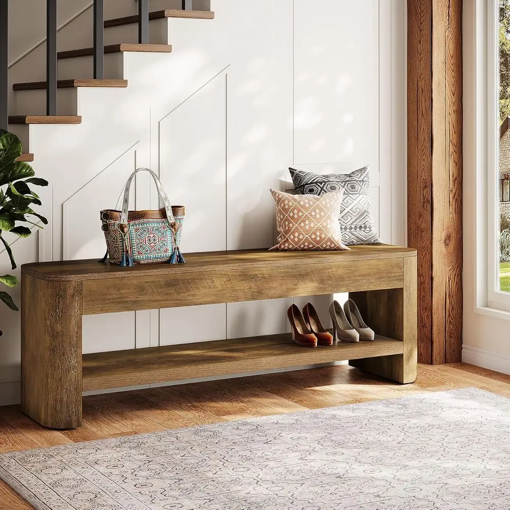 53.5 Wooden Shoe Storage Bench for Entryway, 2-Tier Narrow Design for Home Foyer, Hallway, Bedroom
53.5 Wooden Shoe Storage Bench for Entryway, 2-Tier Narrow Design for Home Foyer, Hallway, Bedroom