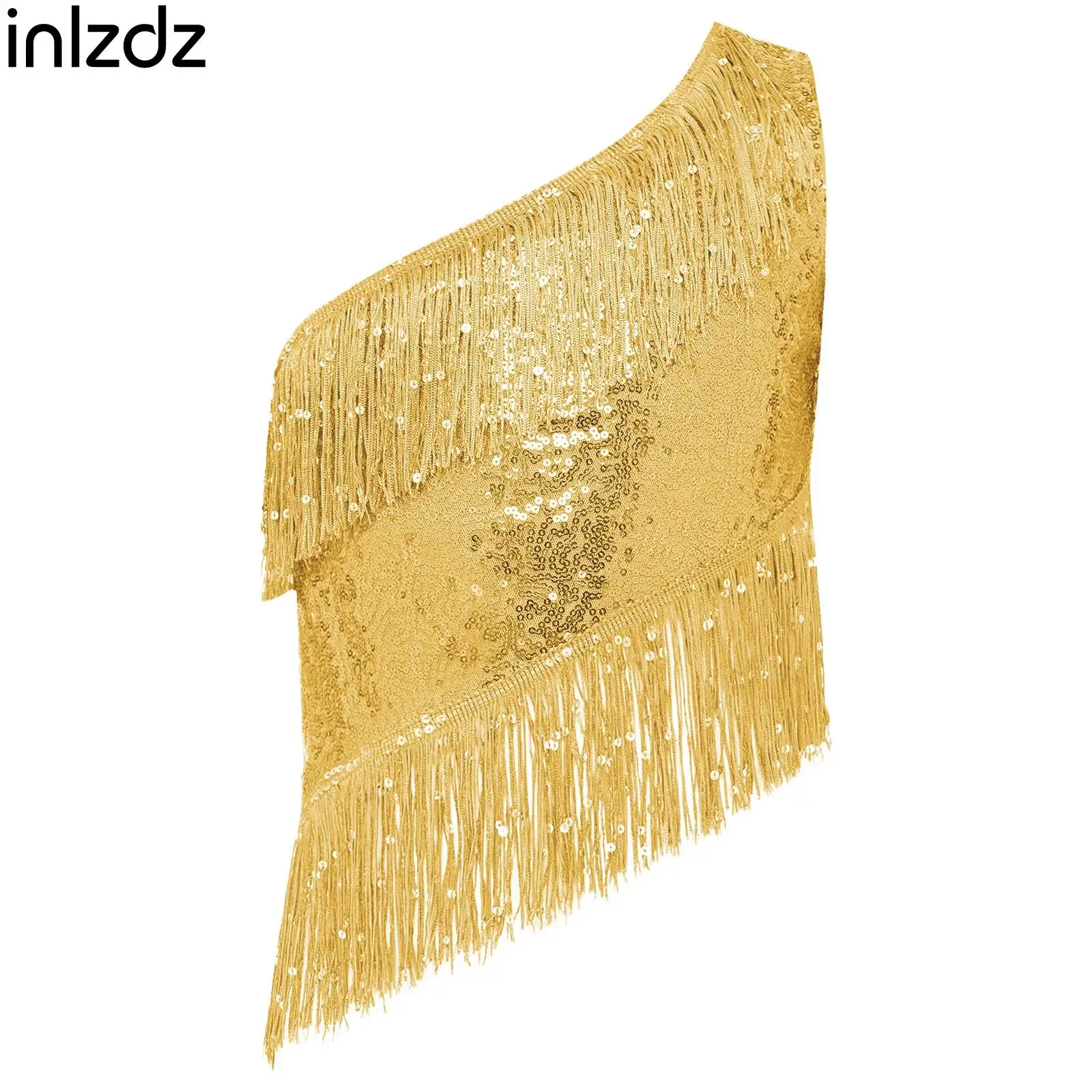 Asymmetrical One Shoulder Sequined Crop Top for Kids Sleeveless Glitter Tassel Trim Tank Vest for Girls Jazz Latin Dance Clothes
Asymmetrical One Shoulder Sequined Crop Top for Kids Sleeveless Glitter Tassel Trim Tank Vest for Girls Jazz Latin Dance Clothes