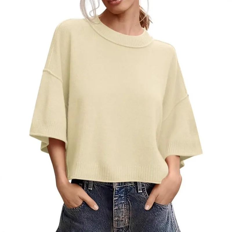 Women Crew Neck Cropped Knit Sweater Batwing Sleeve Loose Oversized Casual Pullover Basic Daily Fashion Soft Knitted Jumper Tops
Women Crew Neck Cropped Knit Sweater Batwing Sleeve Loose Oversized Casual Pullover Basic Daily Fashion Soft Knitted Jumper Tops