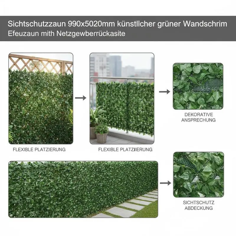 Ivy Privacy Fence, 39 x 198in Artificial Green Wall Screen, Greenery Ivy Fence with Mesh Cloth Backing and Strengthened Joint, Faux Hedges Vine Leaf Decoration for Outdoor Garden, Yard, Balcony
Ivy Privacy Fence, 39 x 198in Artificial Green Wall Screen, Greenery Ivy Fence with Mesh Cloth Backing and Strengthened Joint, Faux Hedges Vine Leaf Decoration for Outdoor Garden, Yard, Balcony