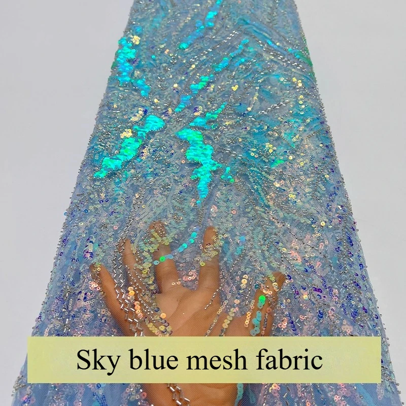 French sky blue mesh fabric fine bead pattern bead tube embroidered sequin embroidery fabric wedding evening dress sewing fabric
French sky blue mesh fabric fine bead pattern bead tube embroidered sequin embroidery fabric wedding evening dress sewing fabric