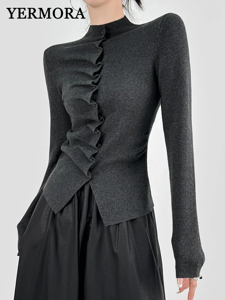 YERMORA Asymmetric Pleated Vintage Knitting Cardigan Sweated For Women Stand Collar Fashion Tide Spring Autumn 2025 New A222
YERMORA Asymmetric Pleated Vintage Knitting Cardigan Sweated For Women Stand Collar Fashion Tide Spring Autumn 2025 New A222