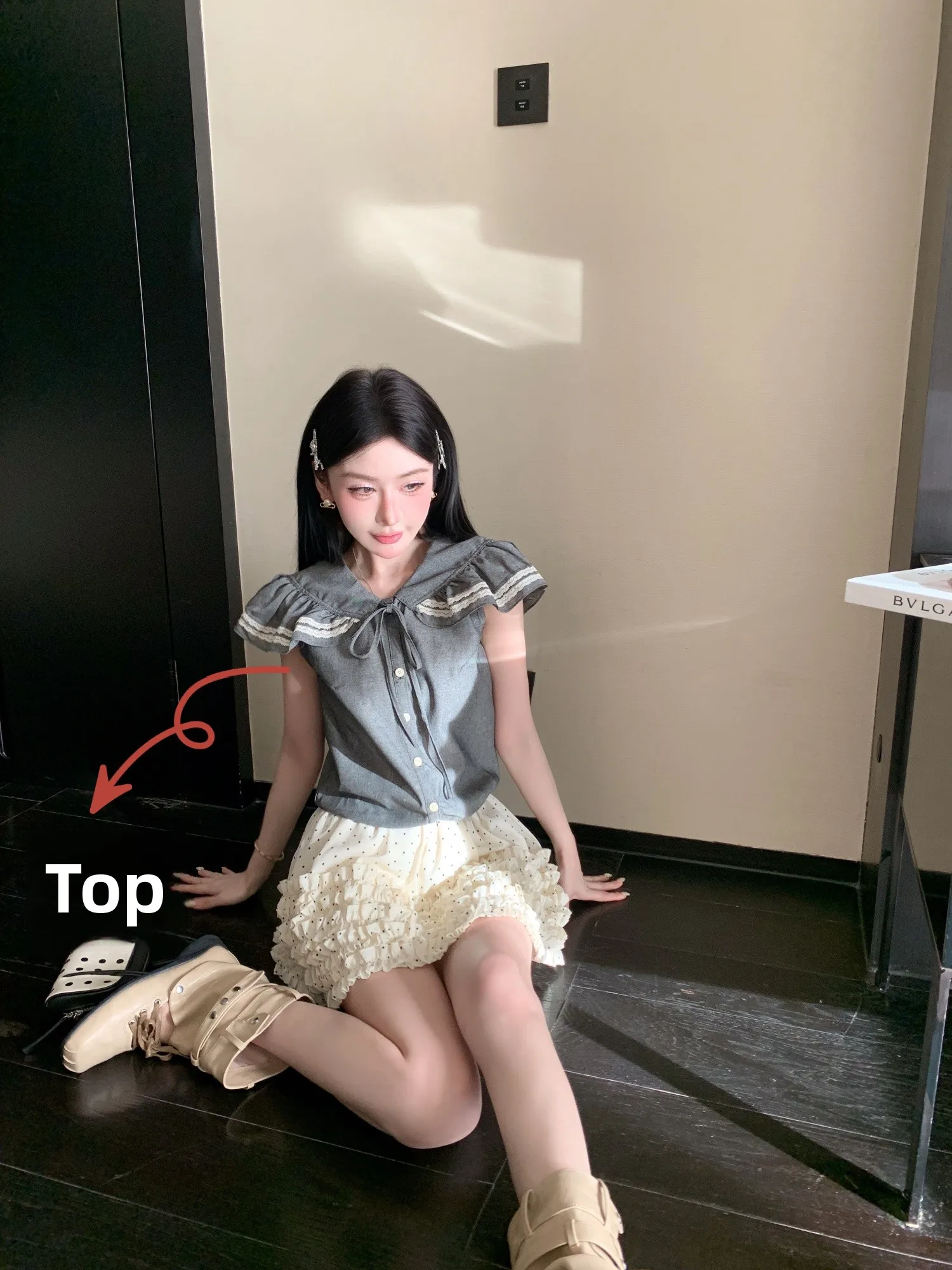 Mao Ni Grey Sweet Tea Lace Collar Shirt Women's Summer Slimming Top Breathable Loose Fit Polyester Cotton Blend Short Sleeve
Mao Ni Grey Sweet Tea Lace Collar Shirt Women's Summer Slimming Top Breathable Loose Fit Polyester Cotton Blend Short Sleeve