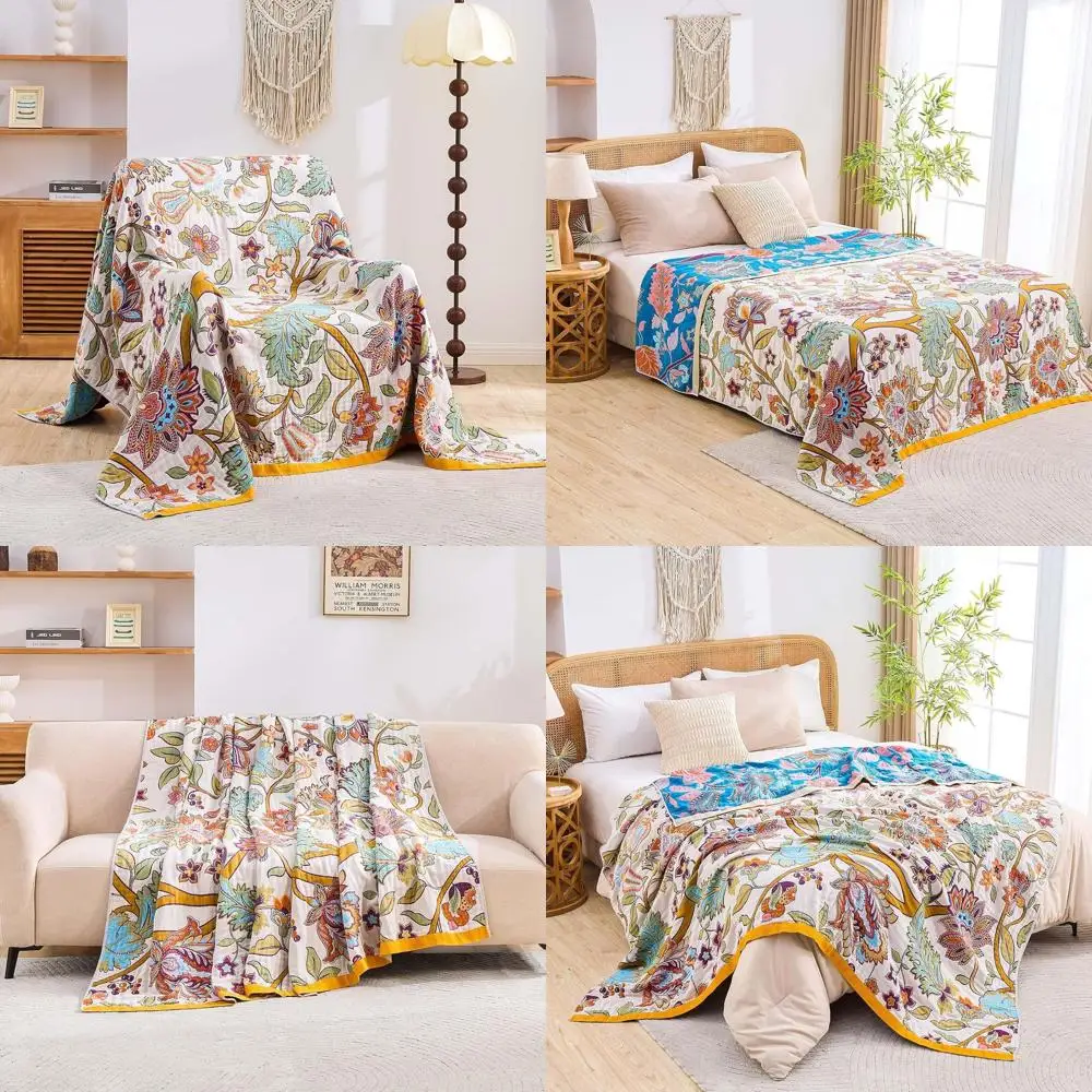 Cotton Boho Quilt, 80x90 Floral Farmhouse Style, Reversible Rustic Throw Blanket for All Seasons
Cotton Boho Quilt, 80x90 Floral Farmhouse Style, Reversible Rustic Throw Blanket for All Seasons