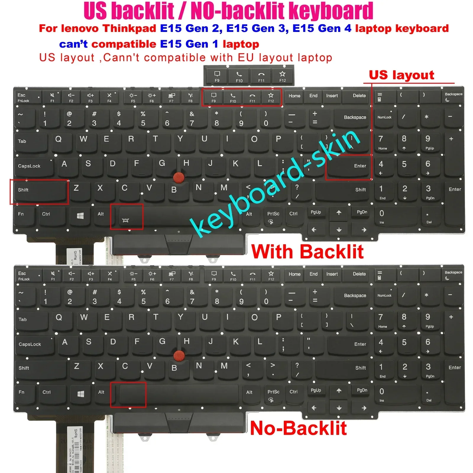 New US Backlit /no-backlit Keyboard For IBM Lenovo Thinkpad E15 Gen 2,E15 Gen 3,E15 G4 laptop
New US Backlit /no-backlit Keyboard For IBM Lenovo Thinkpad E15 Gen 2,E15 Gen 3,E15 G4 laptop